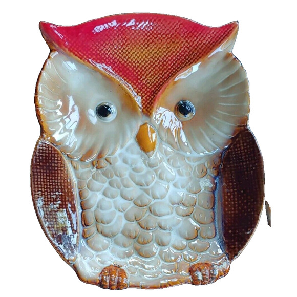 Owl Plate Ceramic-8" Bird Trinket Dish/Serving Dish-Pre-Owned - Picture 1 of 12